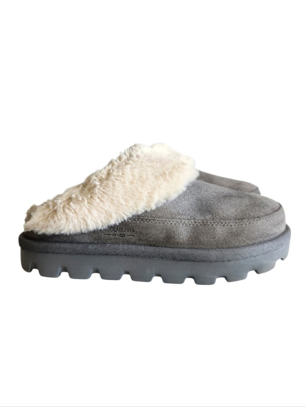 Koolaburra by UGG Tizzey Platform Mule Slippers Gray Suede Faux Fur Size 7